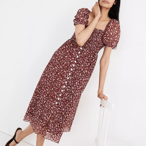 Madewell Dresses & Skirts - Lucie Smocked Button-Front Midi Dress medium